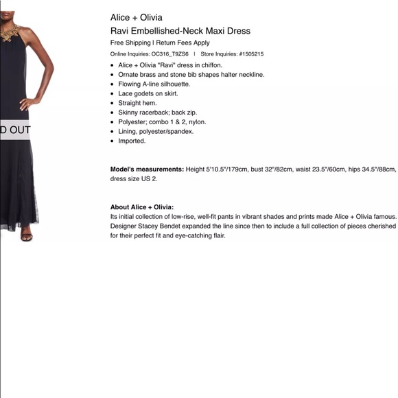 Alice&Olivia Ravi Black Stunning Embellished Neck - Picture 6 of 8